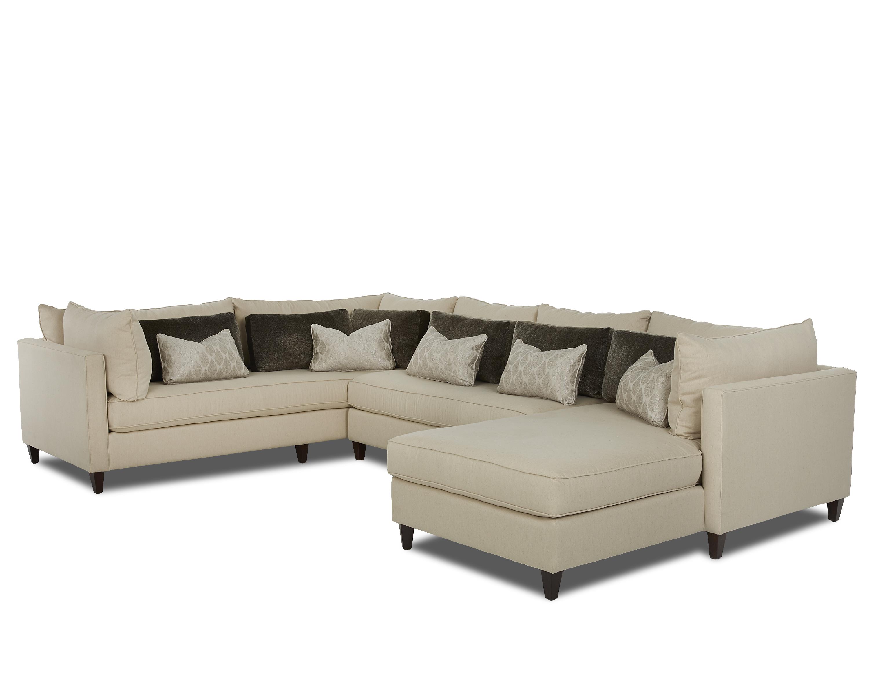 Klaussner Arianna Modern Sofa Sectional with Right Facing Chaise Lounge